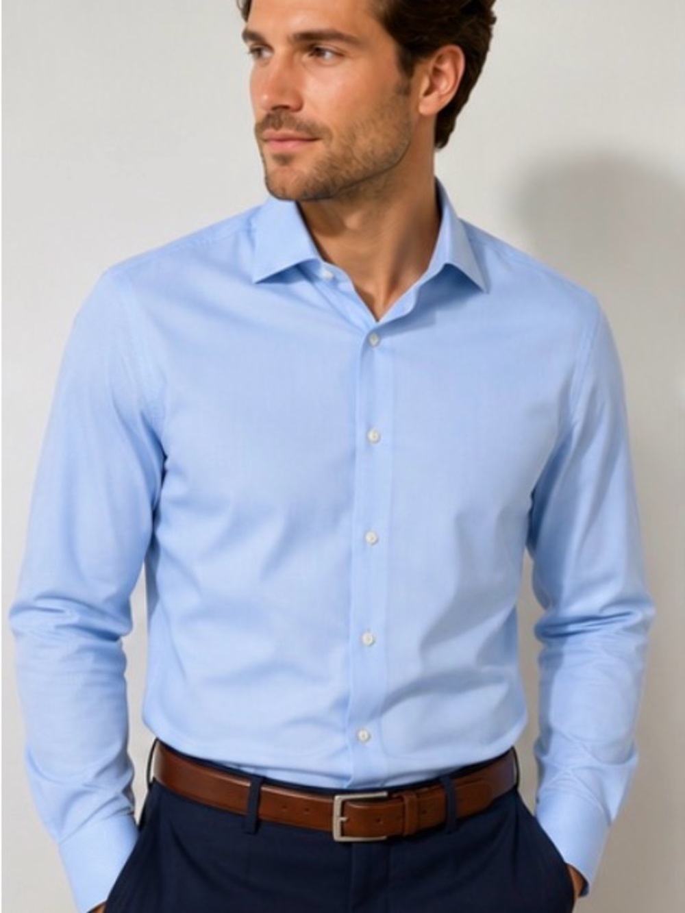 Bonobos Wrinkle-Free Slim Fit Men's Dress Shirt - Blue Sz 16/34